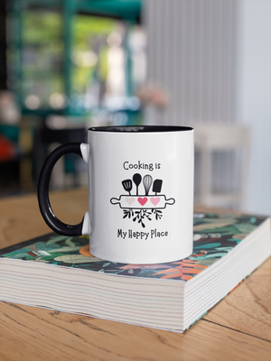 Coffee Mug, Cooking is My Happy Place 11oz Ceramic Mug with Light-Hearted Design, Dishwasher and Microwave Safe, Perfect Gift for Hot Beverage Lovers - cooking mug 5