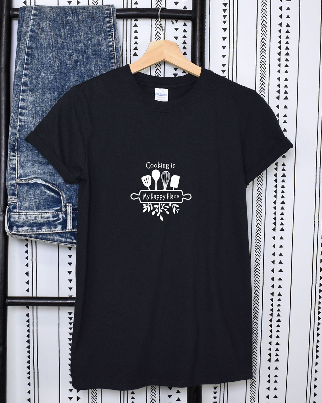 T-shirt, super soft, "Cooking is My Happy Place" T-Shirt - Comfortable, Chic and Playful - cooking t-shirt #4