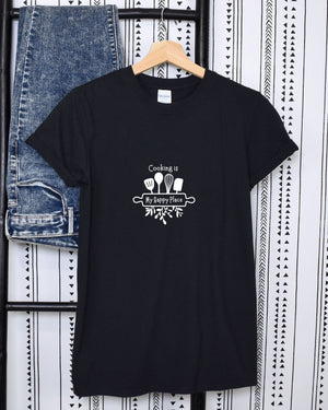T-shirt, super soft, "Cooking is My Happy Place" T-Shirt - Comfortable, Chic and Playful - cooking t-shirt #4