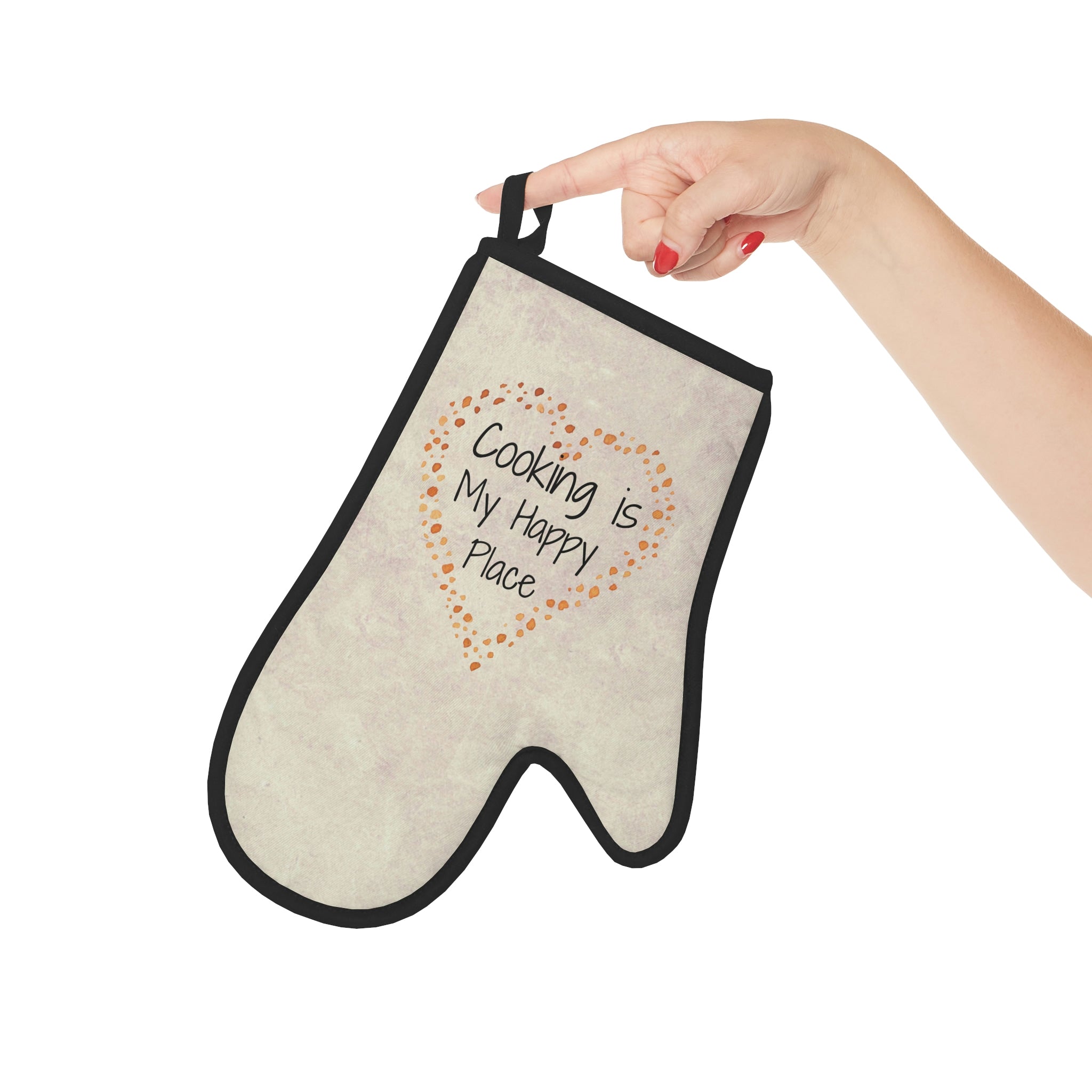 Oven mitts, potholders, happy place, oven gloves, heat insulation and protection, love cooking, cooking enthusiast, cotton trim - cooking#8