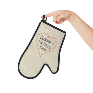 Oven mitts, potholders, happy place, oven gloves, heat insulation and protection, love cooking, cooking enthusiast, cotton trim - cooking#8