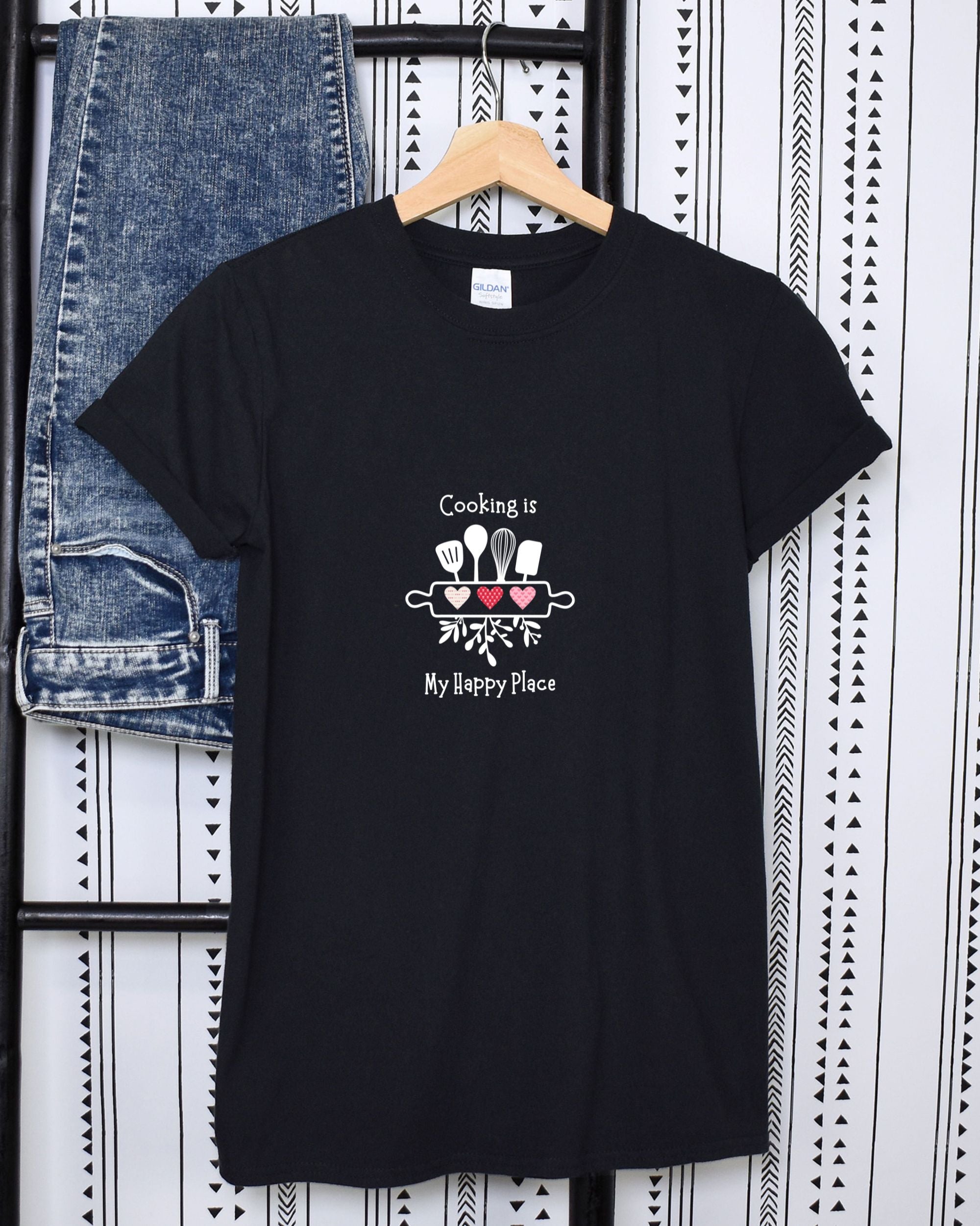 T-shirt, super soft, "Cooking is My Happy Place" T-Shirt - Comfortable, Chic and Playful - cooking t-shirt #5