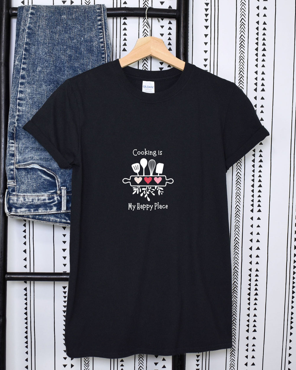 T-shirt, super soft, "Cooking is My Happy Place" T-Shirt - Comfortable, Chic and Playful - cooking t-shirt #5