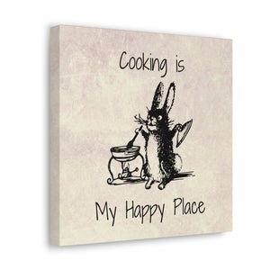 Kitchen decor, gallery-wrapped canvas print, Cooking is my Happy Place theme, wall art with cooking graphics, gift for foodie or chef, kitchen art - cooking#1