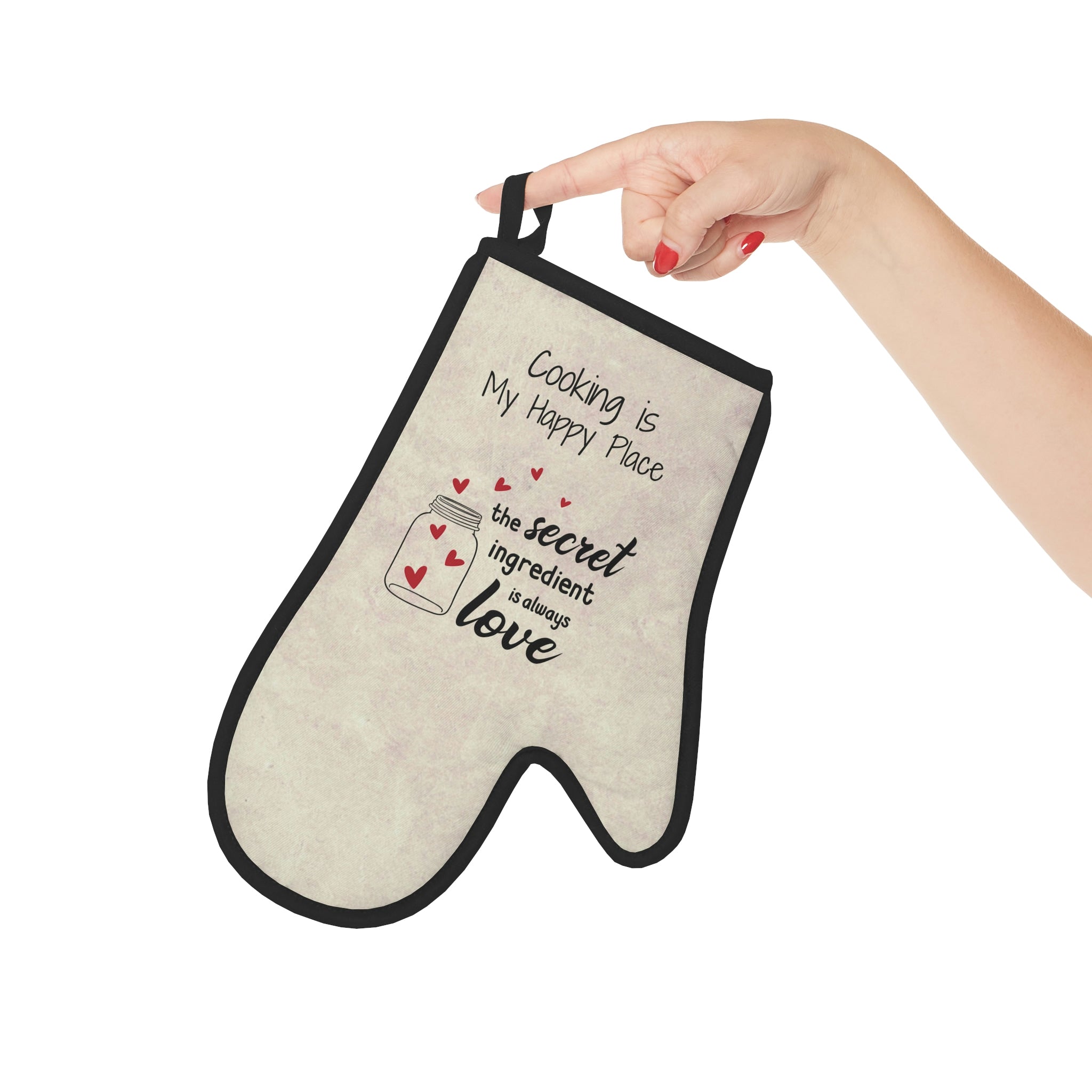 Oven mitts, potholders, happy place, oven gloves, heat insulation and protection, love cooking, cooking enthusiast, cotton trim - cooking#12