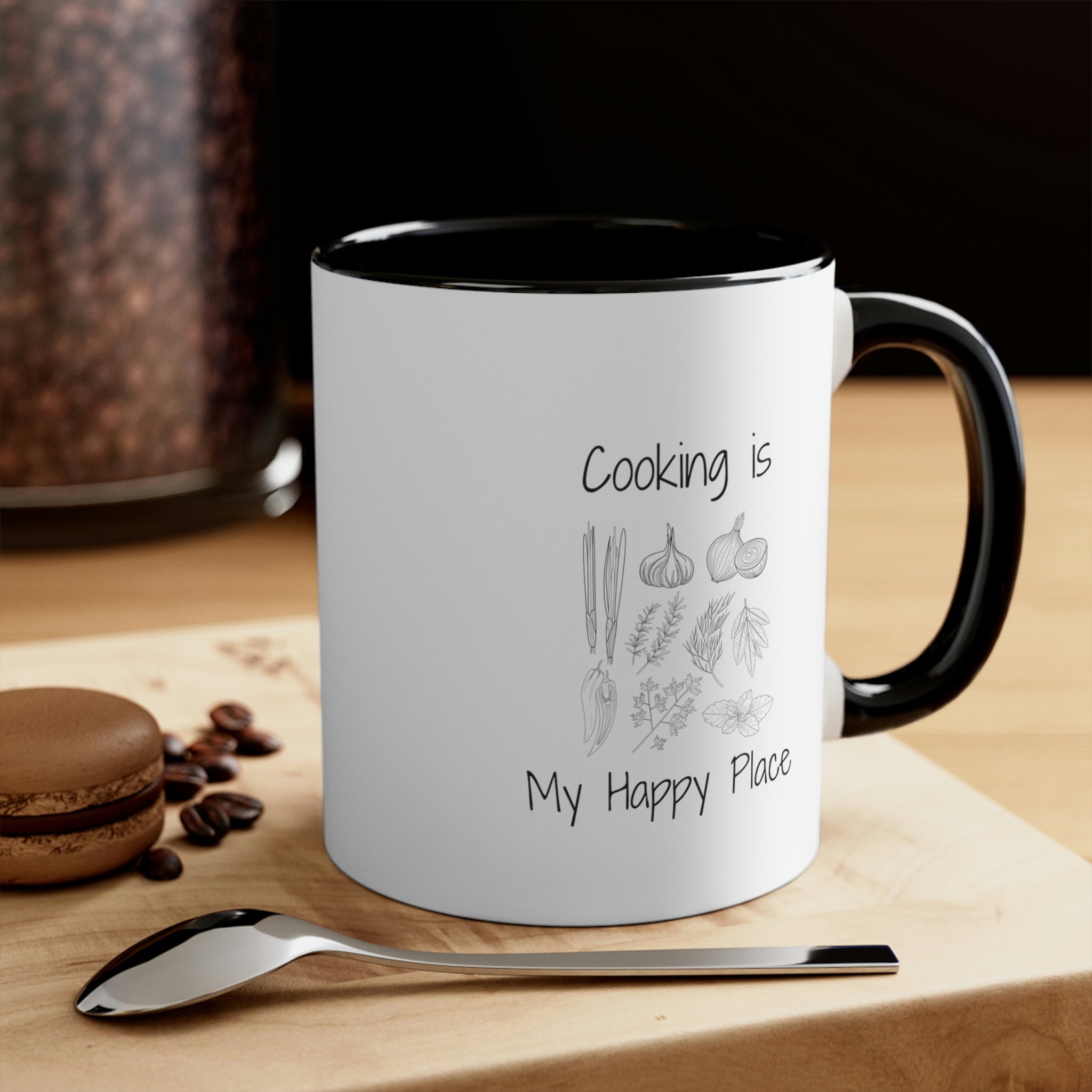 Coffee Mug, Cooking is My Happy Place 11oz Ceramic Mug with Light-Hearted Design, Dishwasher and Microwave Safe, Perfect Gift for Hot Beverage Lovers - cooking mug 2