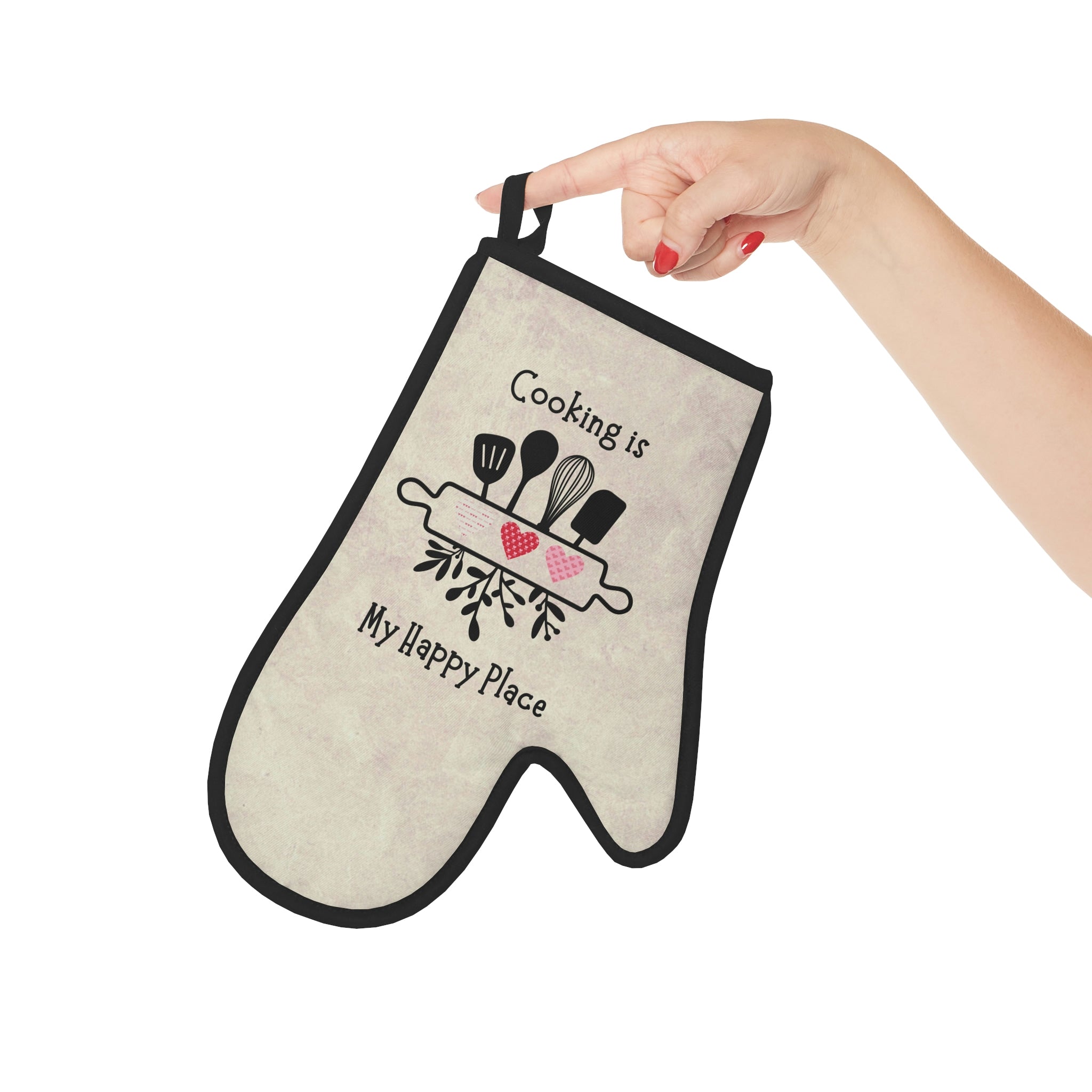 Oven mitts, potholders, happy place, oven gloves, heat insulation and protection, love cooking, cooking enthusiast, cotton trim - cooking#5