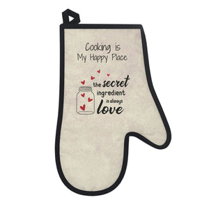 Oven mitts, potholders, happy place, oven gloves, heat insulation and protection, love cooking, cooking enthusiast, cotton trim - cooking#12